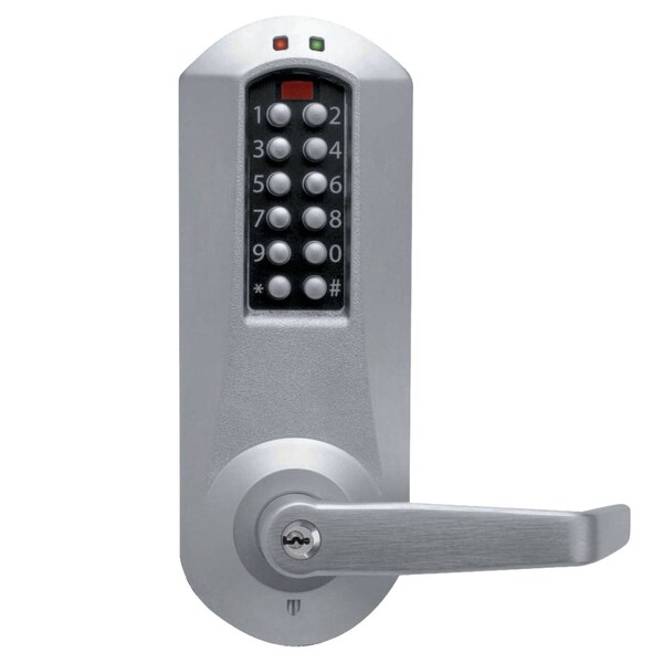 Dormakaba E-Plex 5000 Mortise Lock, Winston Lever, 100 Access Codes, Schlage C Keyway, Satin Chrome E5066XSWL-626-41 - main